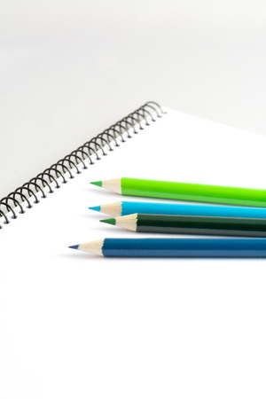 Sketch book with colored pencilsの写真素材