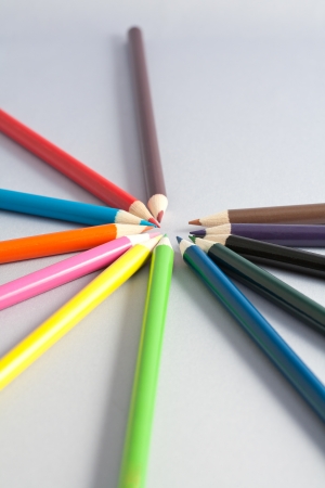 Color pencils on gray の写真素材