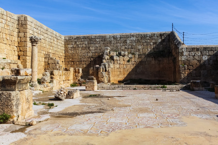 Mosaic, Roman ruins in the city of Jerashの写真素材
