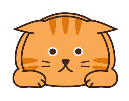Lie down tabby cat. Vector illustration isolated on white background.のイラスト素材