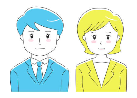 Man and woman wearing the suit. Isolated on white background.のイラスト素材