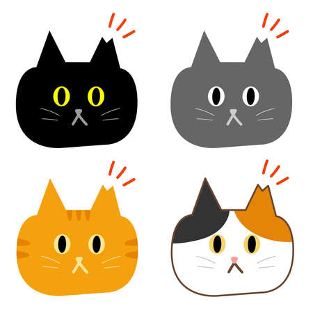 Cartoon set of  taking in stray cats. The tip of their left ear removed to indicate they have been Trapâneuterâreturn (TNR).のイラスト素材