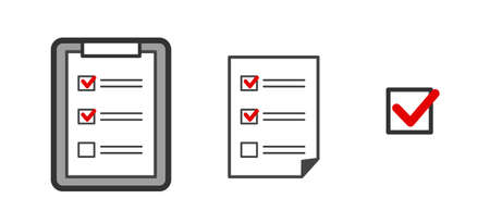 Cartoon illustration of business or medical checklist form. Vector illustration isolated on white background.のイラスト素材