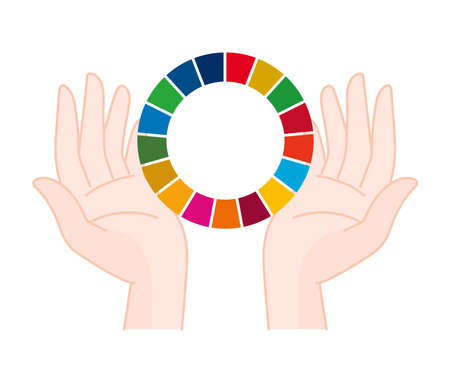 Raise a symbol icon for a bright future inspired by Sustainable Development Goals. Vector illustration isolated on white background.のイラスト素材
