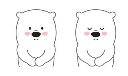 Portrait of polar bear bowing to someone. Vector illustration isolated on a white background.のイラスト素材