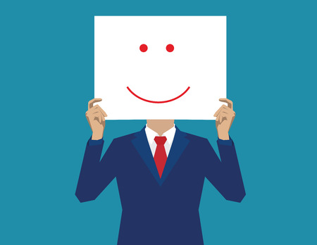 Businessman with smiley instead of the face. Concept business illustration. Vector flatのイラスト素材