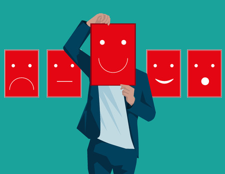 Disguised emotions, personality, change. Concept business illustration. Vector flatのイラスト素材