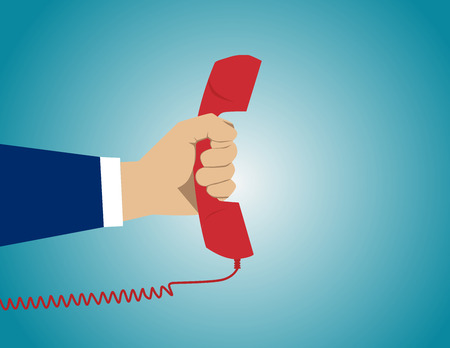 Red phone listen and talk. Concept business illustration. Vector flatのイラスト素材