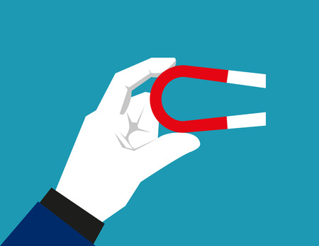 Businessman holding magnet. Concept business illustration. Vector flatのイラスト素材