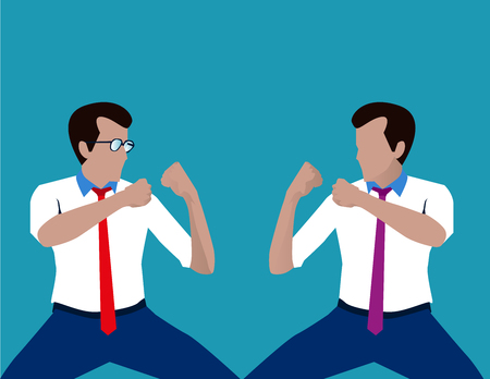 Fighting businessman. Concept business illustration. Vector flatのイラスト素材