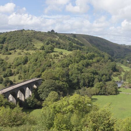 The Monsal Trail on the Headstone Viaduct from Monsal Head in the Peak District National Park,...