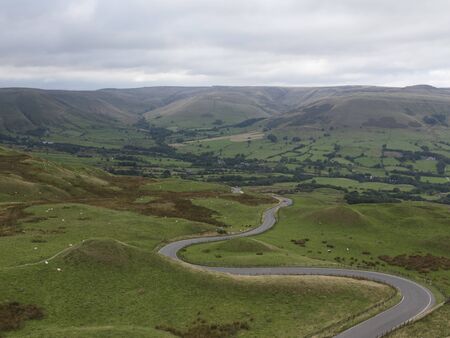 Winding road near Mam Tor, Peak District National Parkの写真素材