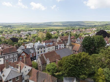 English landscape from Lewes Castle, Lewes, East Sussex, Englandの写真素材