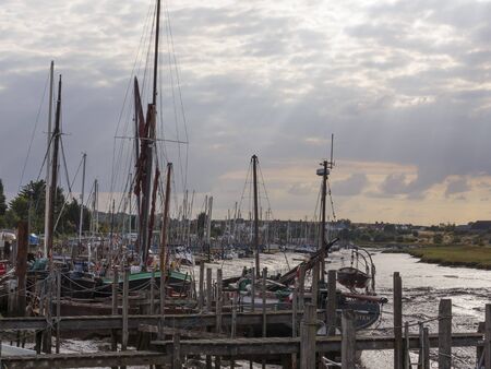 Sailboats moored, Faversham, England, United Kingdom