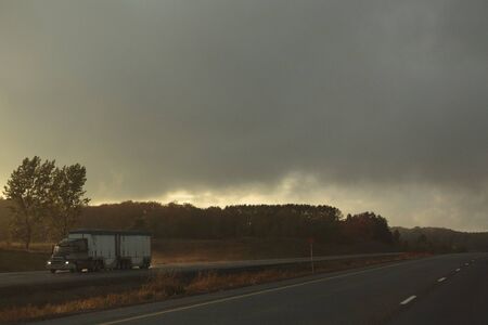 Transport Truck on Highway 11, Ontario, Canada