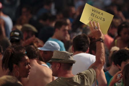 Man selling Vodka Jellies, Notting Hill Carnival, Notting Hill, Kensington & Chelsea, London,...
