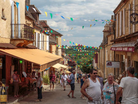 A street in the village of Domme, Franceのeditorial素材
