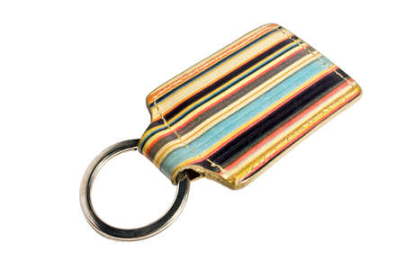 Colorful key chain on a white backgroundの写真素材