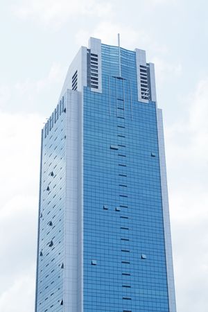 A corporate building rising into the sky