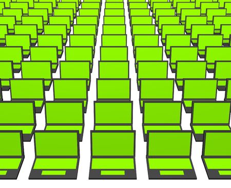 Many Computer Notebooks On a White Background