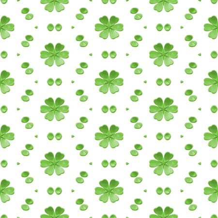 Green Simple Floral Seamless Background in Whiteの写真素材