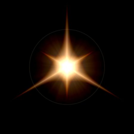 Energy Flare Solar Star Isolated on a Black Backgroundの写真素材
