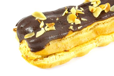Eclair With Cream Filling Isolated on a White Background