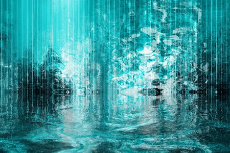 Surreal and Soothing Abstract Blue Waterfall View