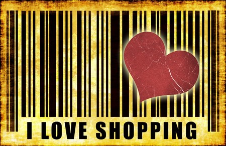 I Love Shopping Barcode Grunge Abstract Posterの写真素材