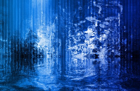 Surreal and Soothing Abstract Blue Waterfall Viewの写真素材