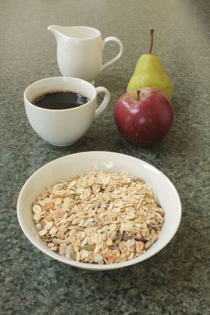 Healthy Breakfast with Fresh Fruits and Coffeeの写真素材