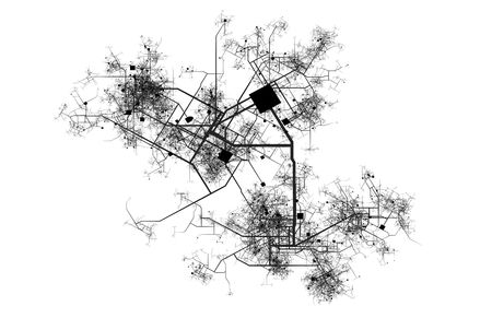 City Map of a Fictional Town Roads and Streetsの写真素材