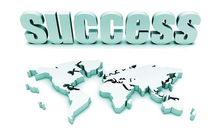 Blue Global Success With 3d and International Mapの写真素材