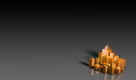 Orange Alert 3d City in Danger or Under Threatの写真素材