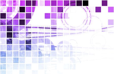 Blue Artistic Background with Blocks and Curvesの写真素材