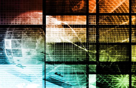 Orange Computer Technology as Backdrop with Linesの写真素材