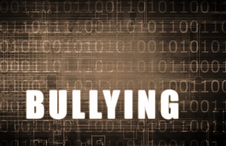 Cyber Bullying on a Digital Binary Warning Abstractの写真素材