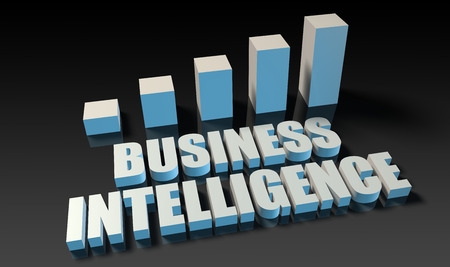 Business intelligence graph chart in 3d on blue and blackの写真素材