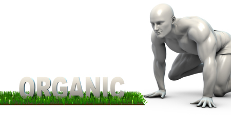 Organic Concept with Man Looking Closely to Verifyの写真素材