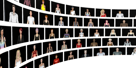 Online Friends on Social Network with Status Updateの写真素材