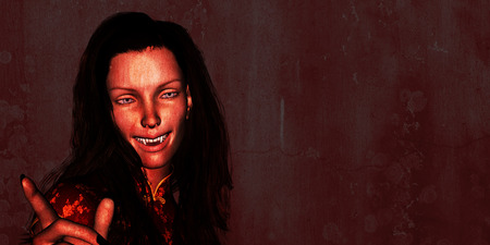 Happy Halloween with Attractive Female in Scary Costumeの写真素材