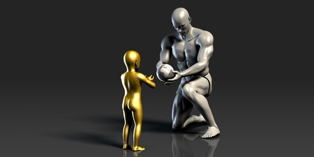 Parent Teaching Child as a Concept in 3Dの写真素材