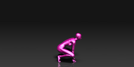 Yoga Class, the Crouch Basic Pose Stanceの写真素材