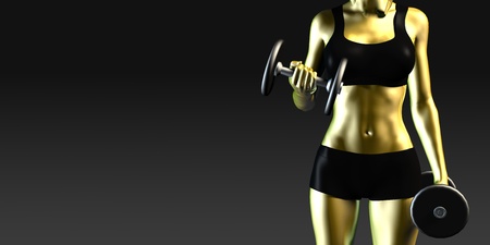 Metal Steel Woman Lifting Weights as a Fitness Conceptの写真素材