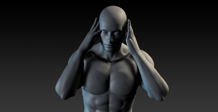Migraine Headache with Man Holding Head in Pain