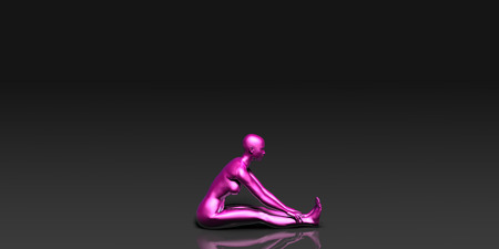 Yoga Class, the Seated Forward Bend Basic Pose Stanceの写真素材