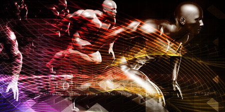 Fitness Technology and Sports Monitoring Data Concept Backgroundの写真素材