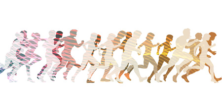 Men and Women Running in a Competitionの写真素材