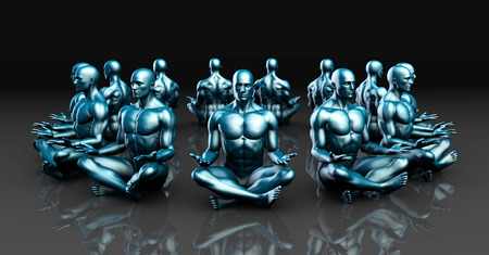 Man in Yoga Lotus Position Pose as Artの写真素材