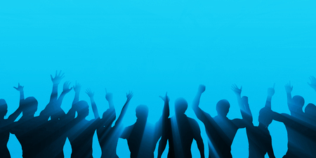 Excited Crowd Silhouette on a Party Abstract Backgroundの写真素材